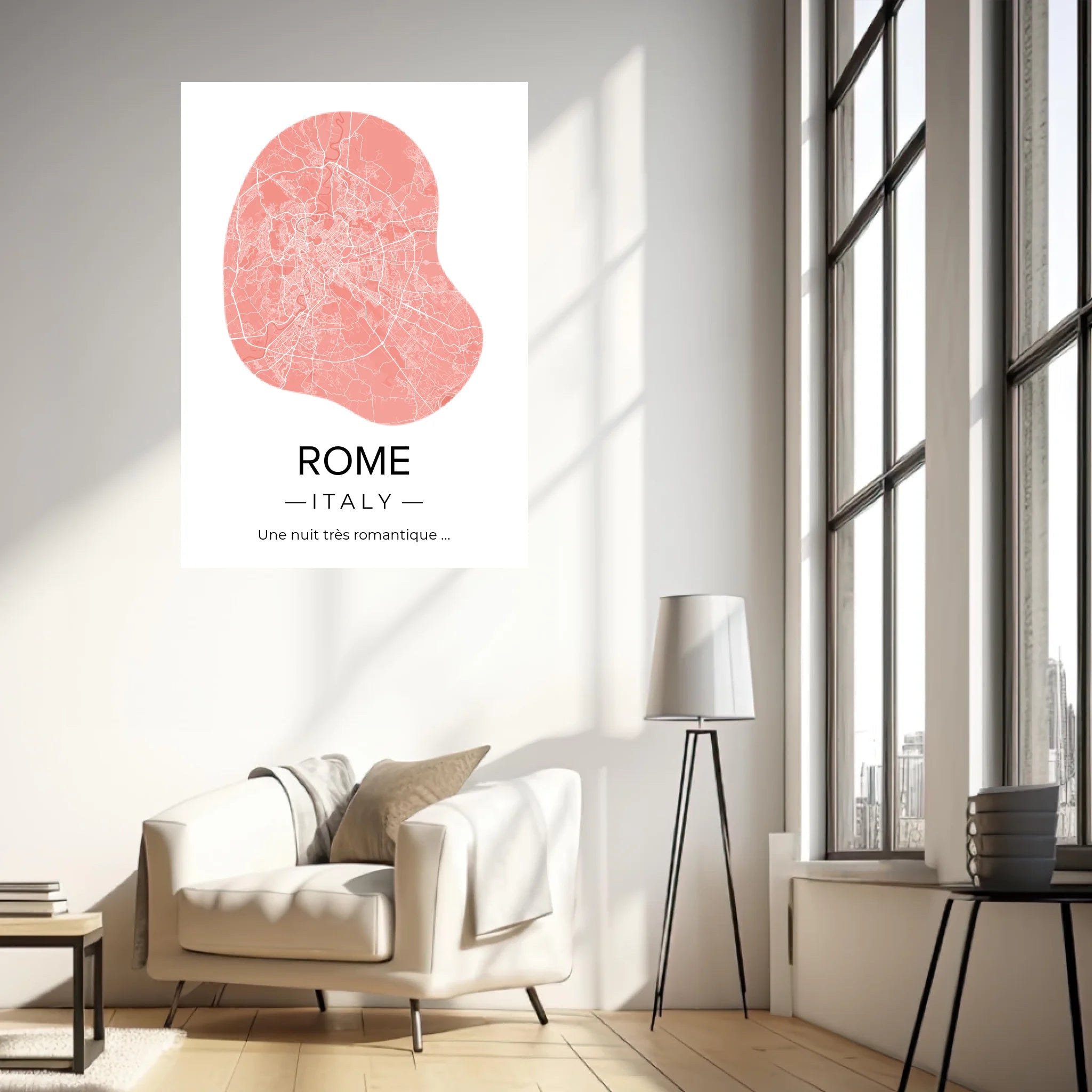 Affiche carte ville Personnalisée Déco Scandinave