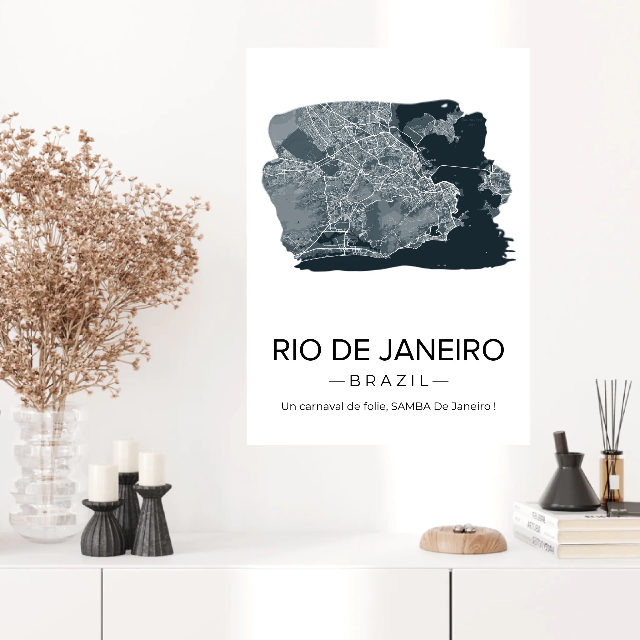 Affiche carte ville Personnalisée Brush Paint
