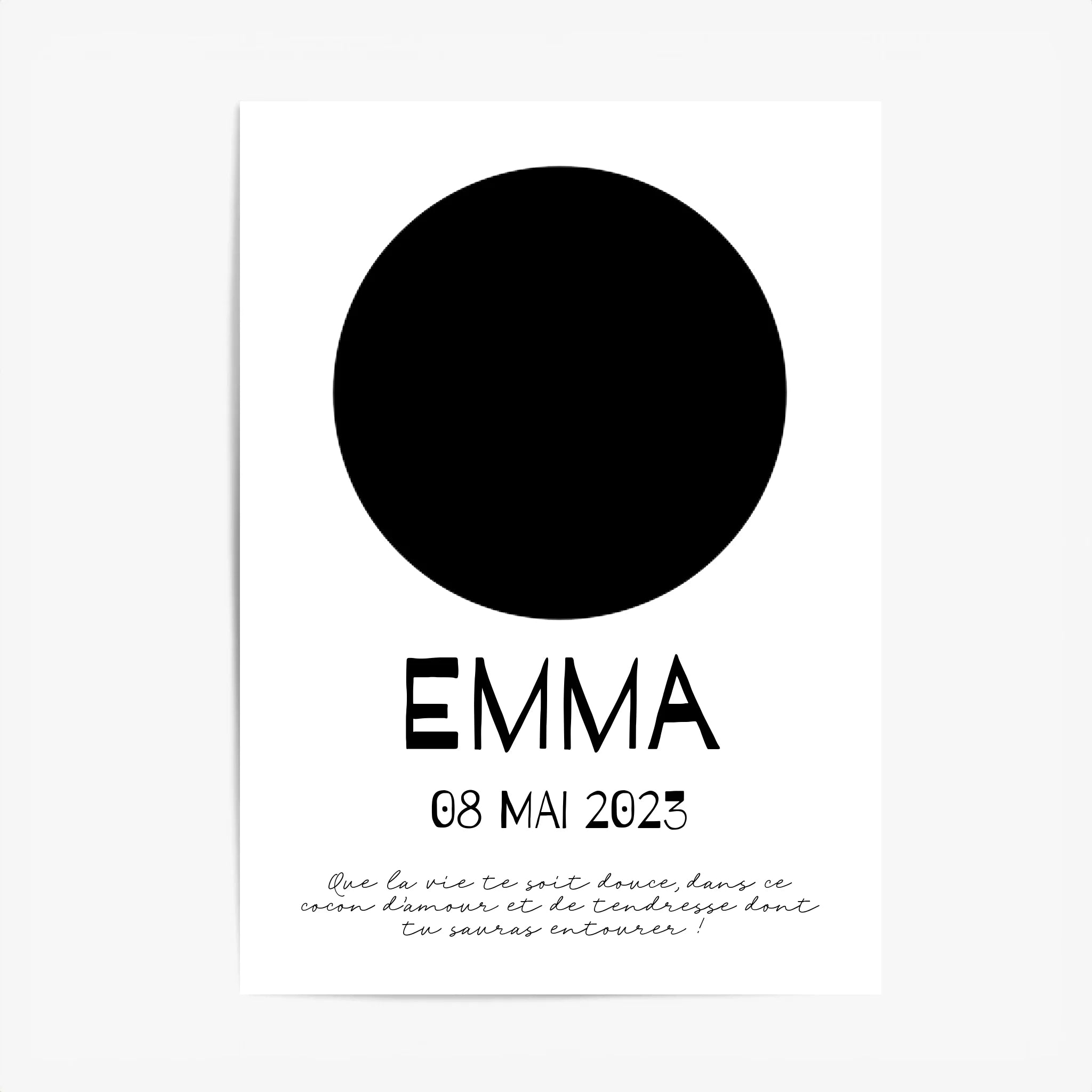 Affiche Naissance Personnalisé Photo Bébé Rond