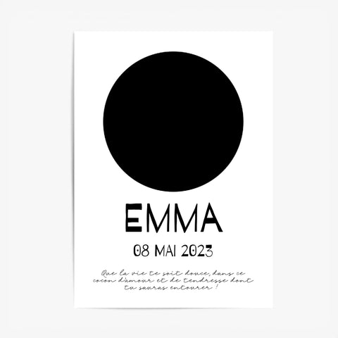 Affiche Naissance Personnalisé Photo Bébé Rond
