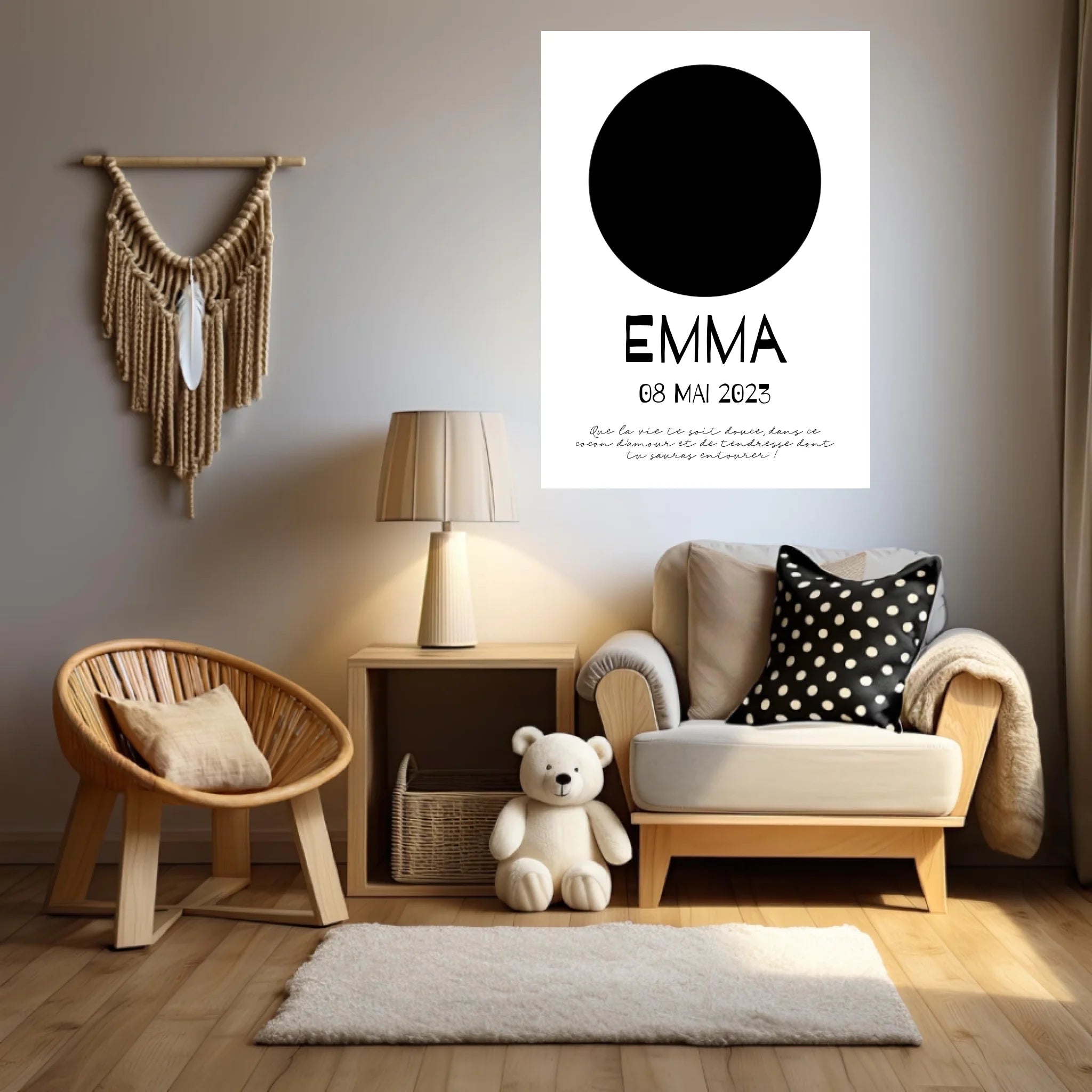 Affiche Naissance Personnalisé Photo Bébé Rond