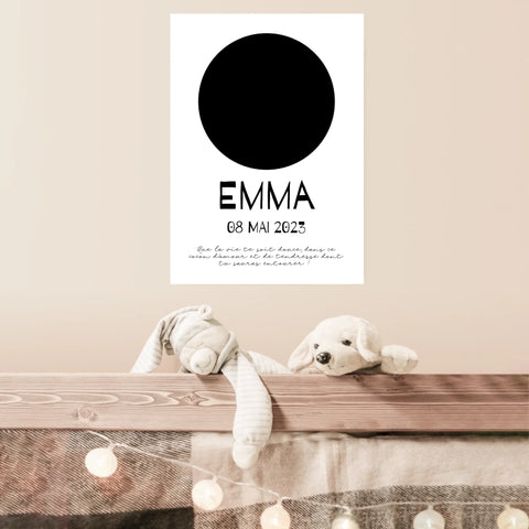 Affiche Naissance Personnalisé Photo Bébé Rond