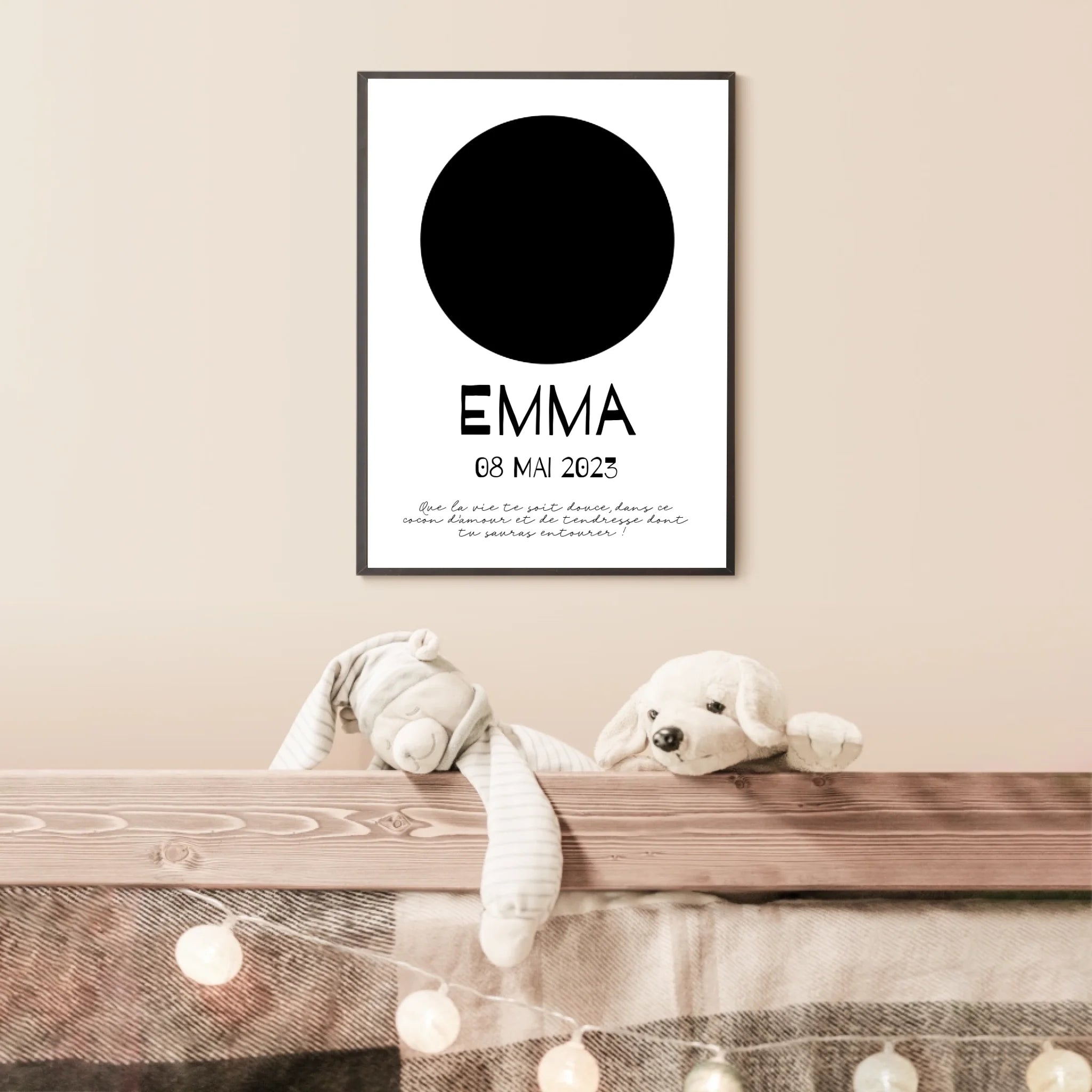 Affiche Naissance Personnalisé Photo Bébé Rond