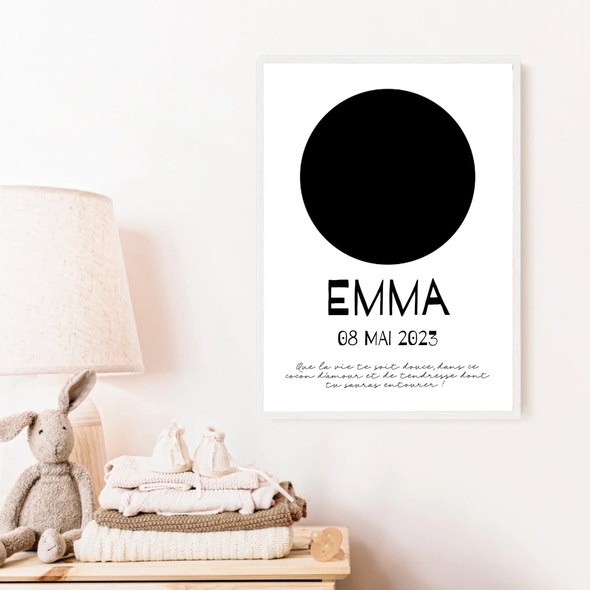 Affiche Naissance Personnalisé Photo Bébé Rond