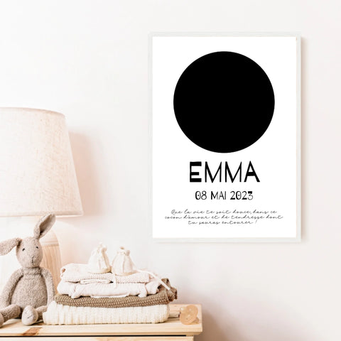 Affiche Naissance Personnalisé Photo Bébé Rond