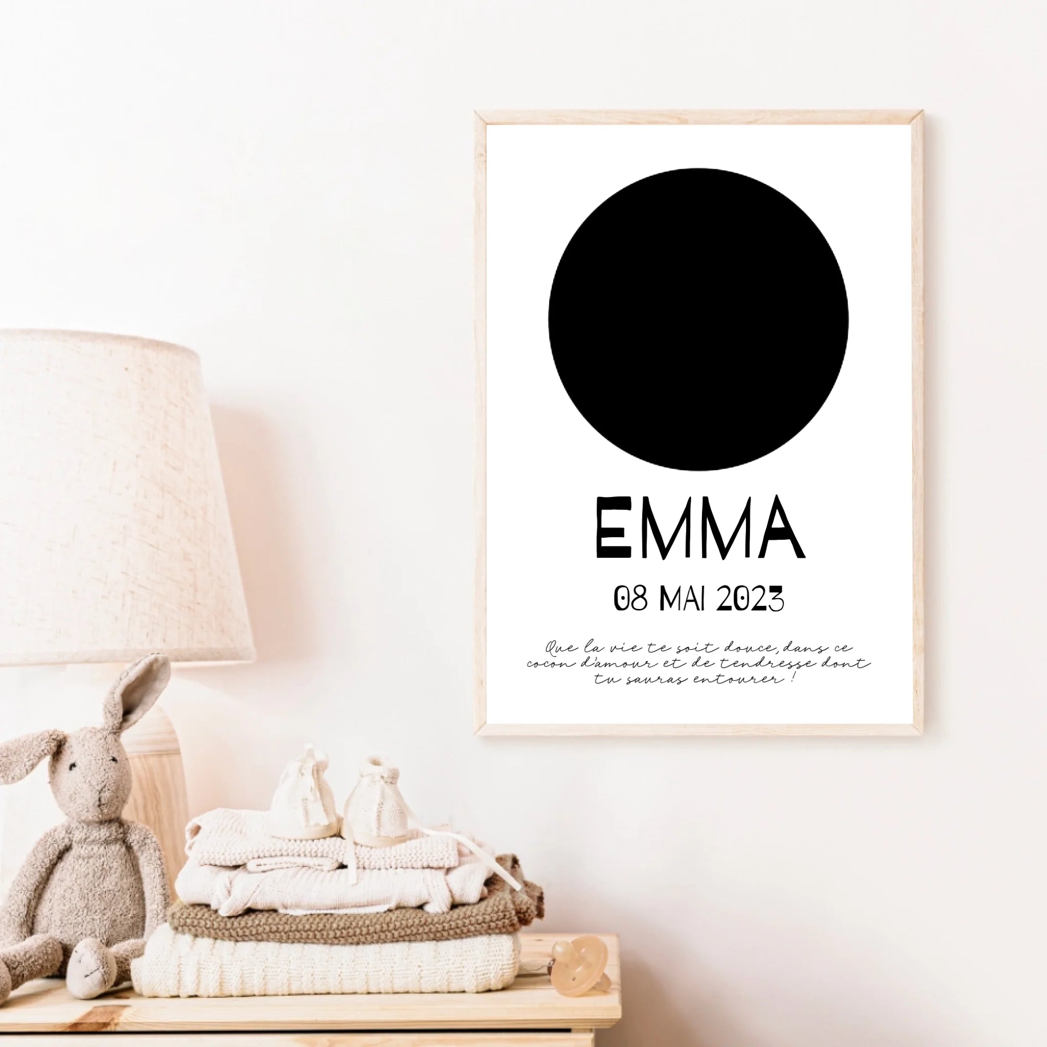 Affiche Naissance Personnalisé Photo Bébé Rond