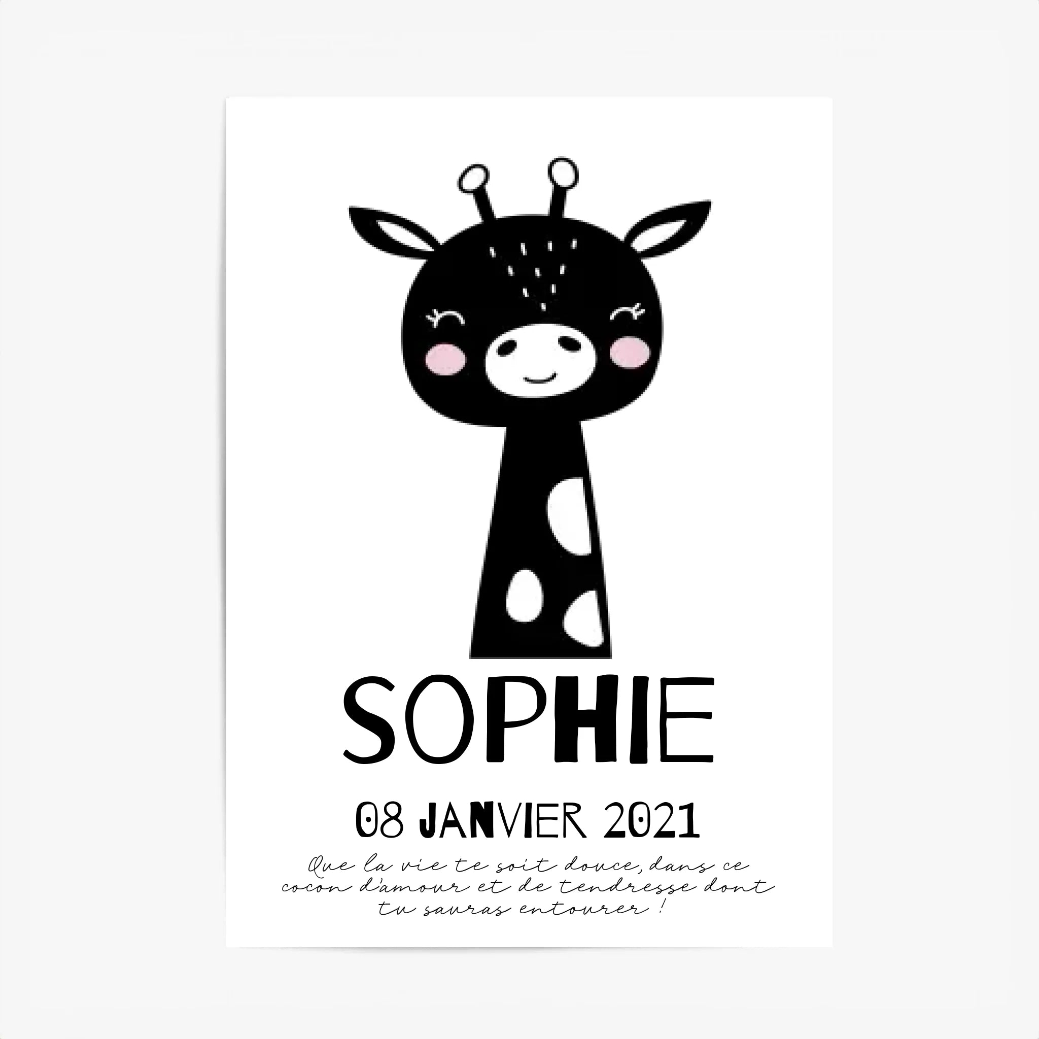 Tableau Naissance Personnalisé Girafe