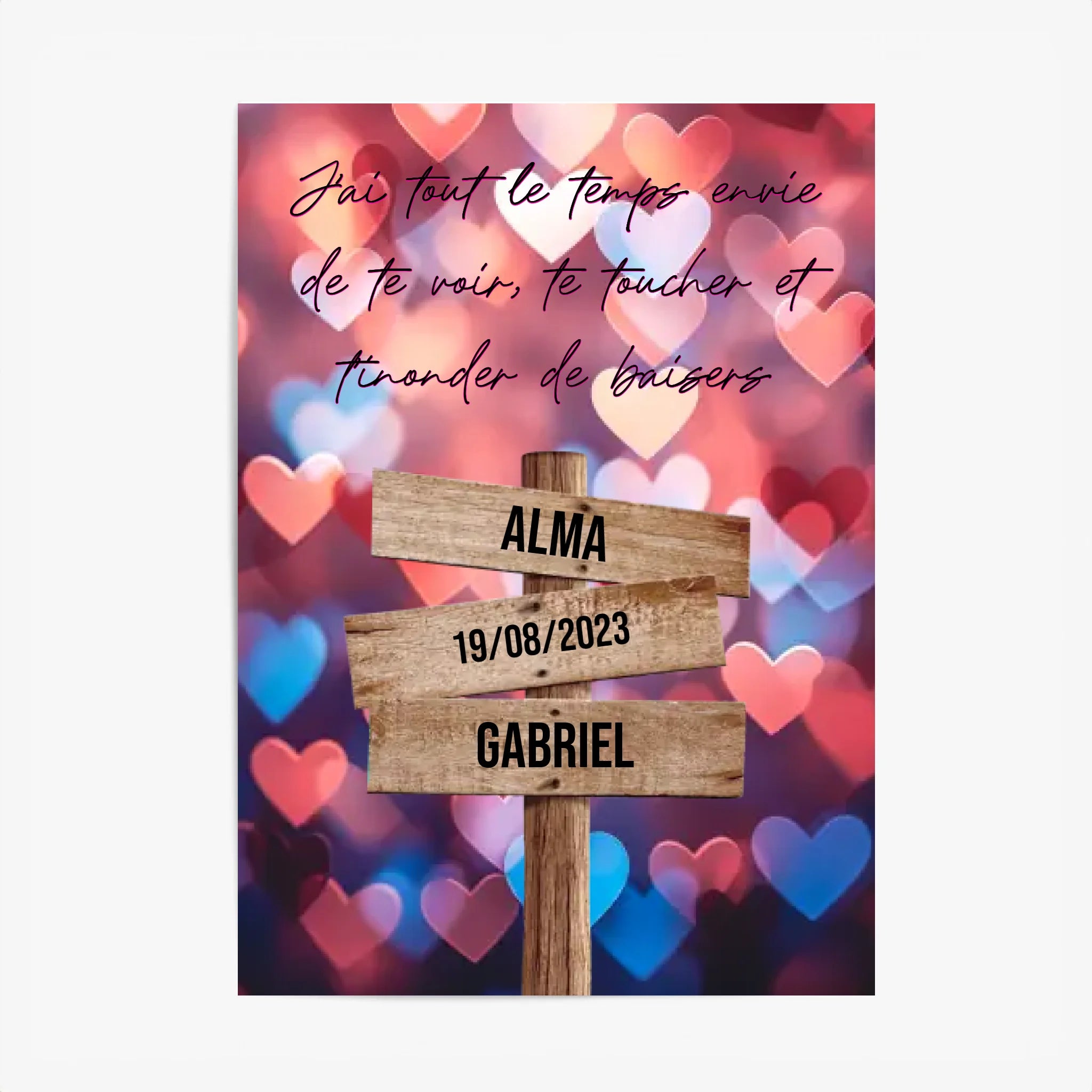 Tableau Prénom Personnalisé Couple Coeur