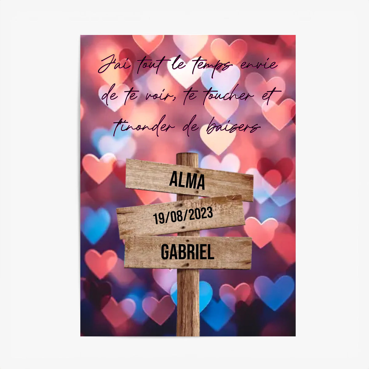 Tableau Prénom Personnalisé Couple Coeur