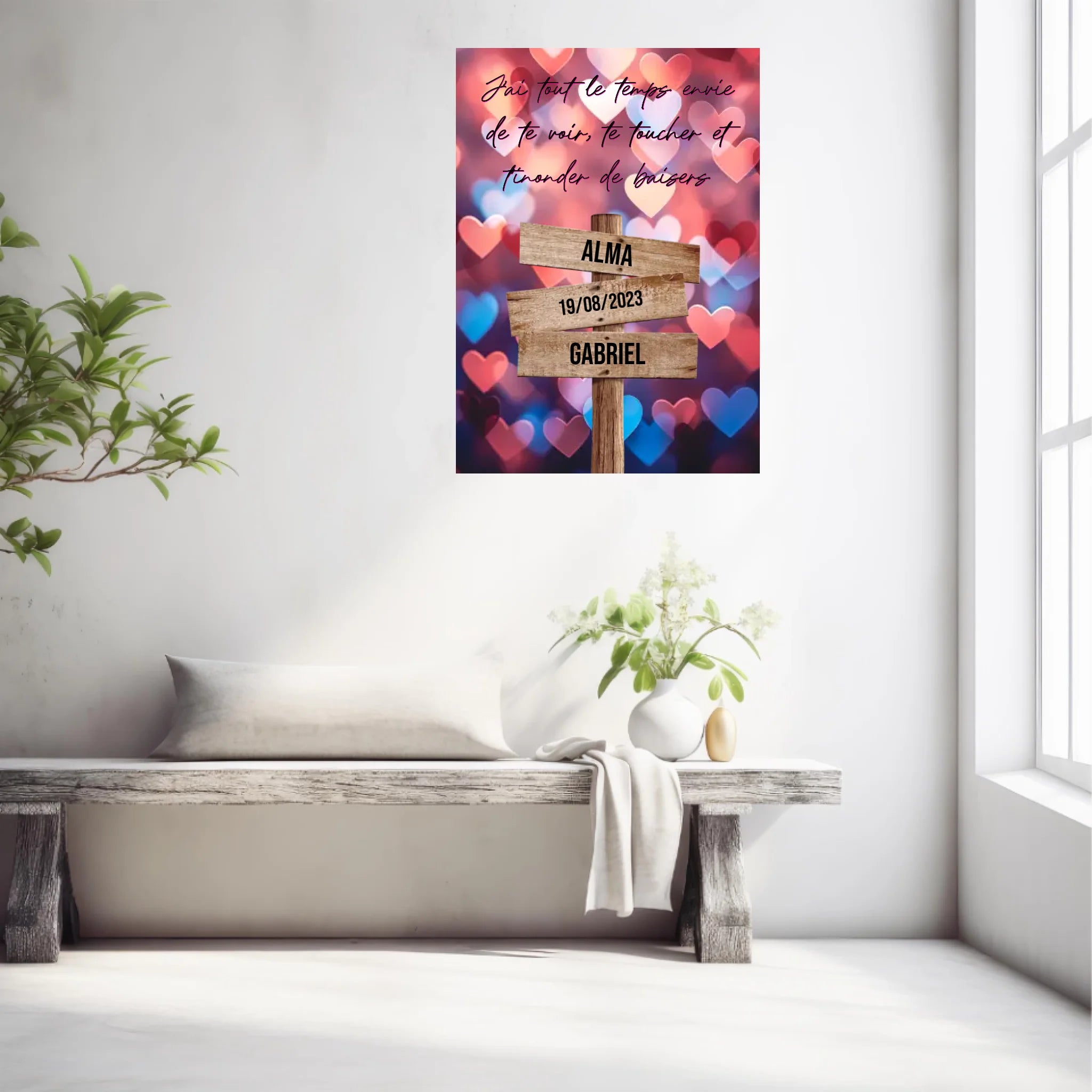 Tableau Prénom Personnalisé Couple Coeur