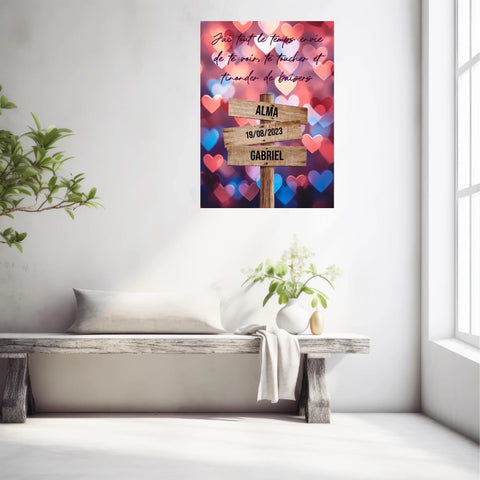 Tableau Prénom Personnalisé Couple Coeur