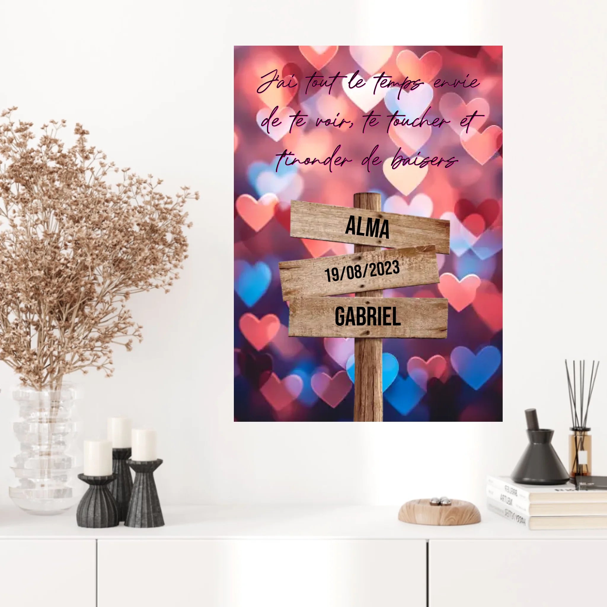 Tableau Prénom Personnalisé Couple Coeur