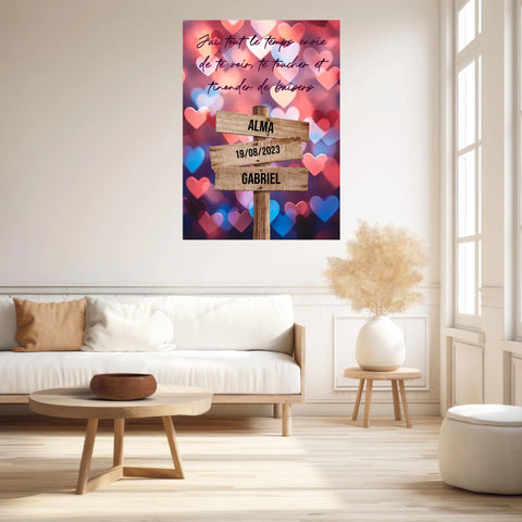 Tableau Prénom Personnalisé Couple Coeur