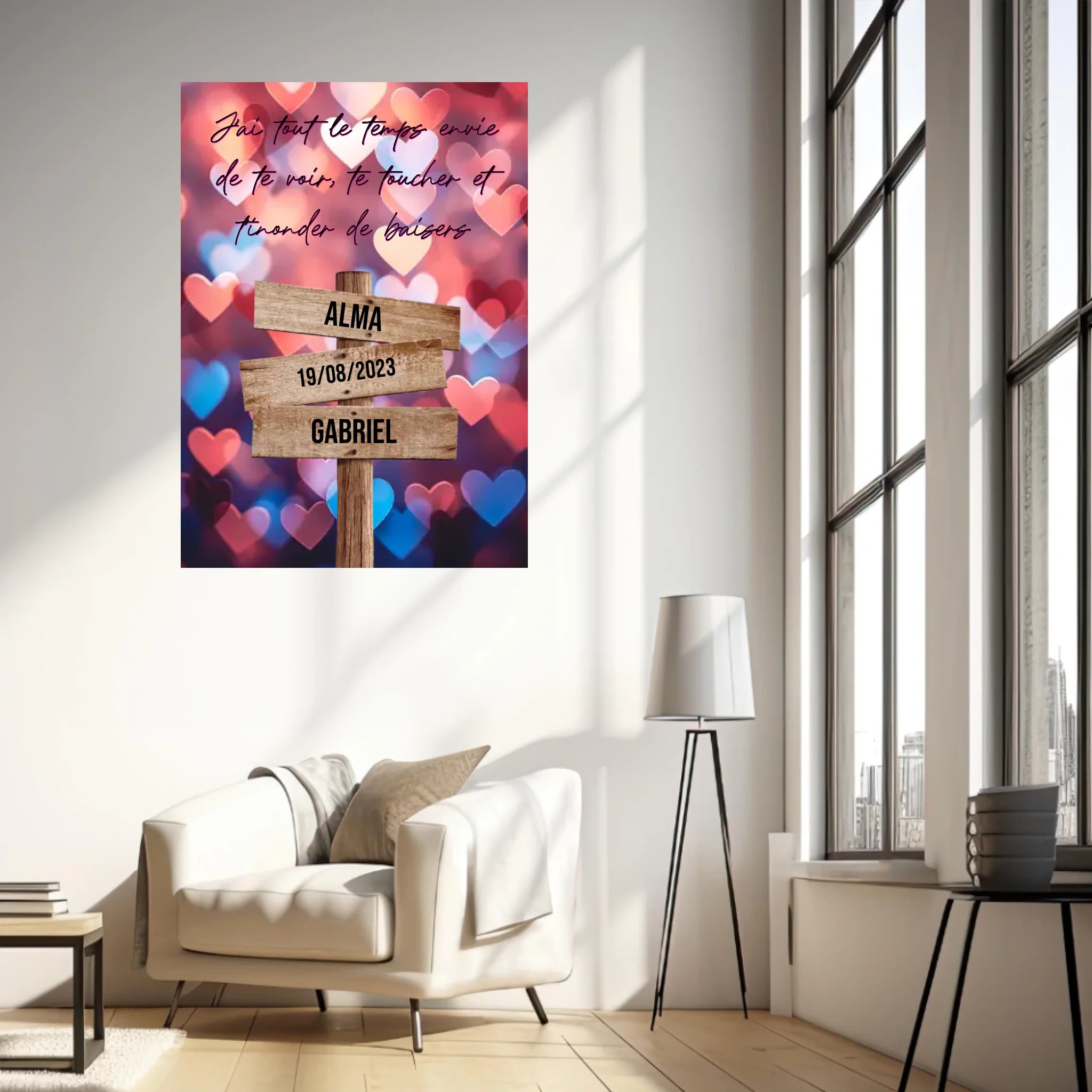 Tableau Prénom Personnalisé Couple Coeur