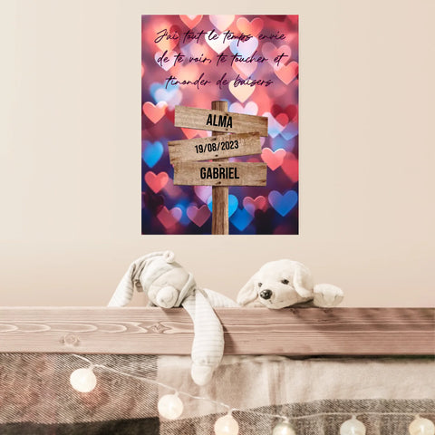 Tableau Prénom Personnalisé Couple Coeur
