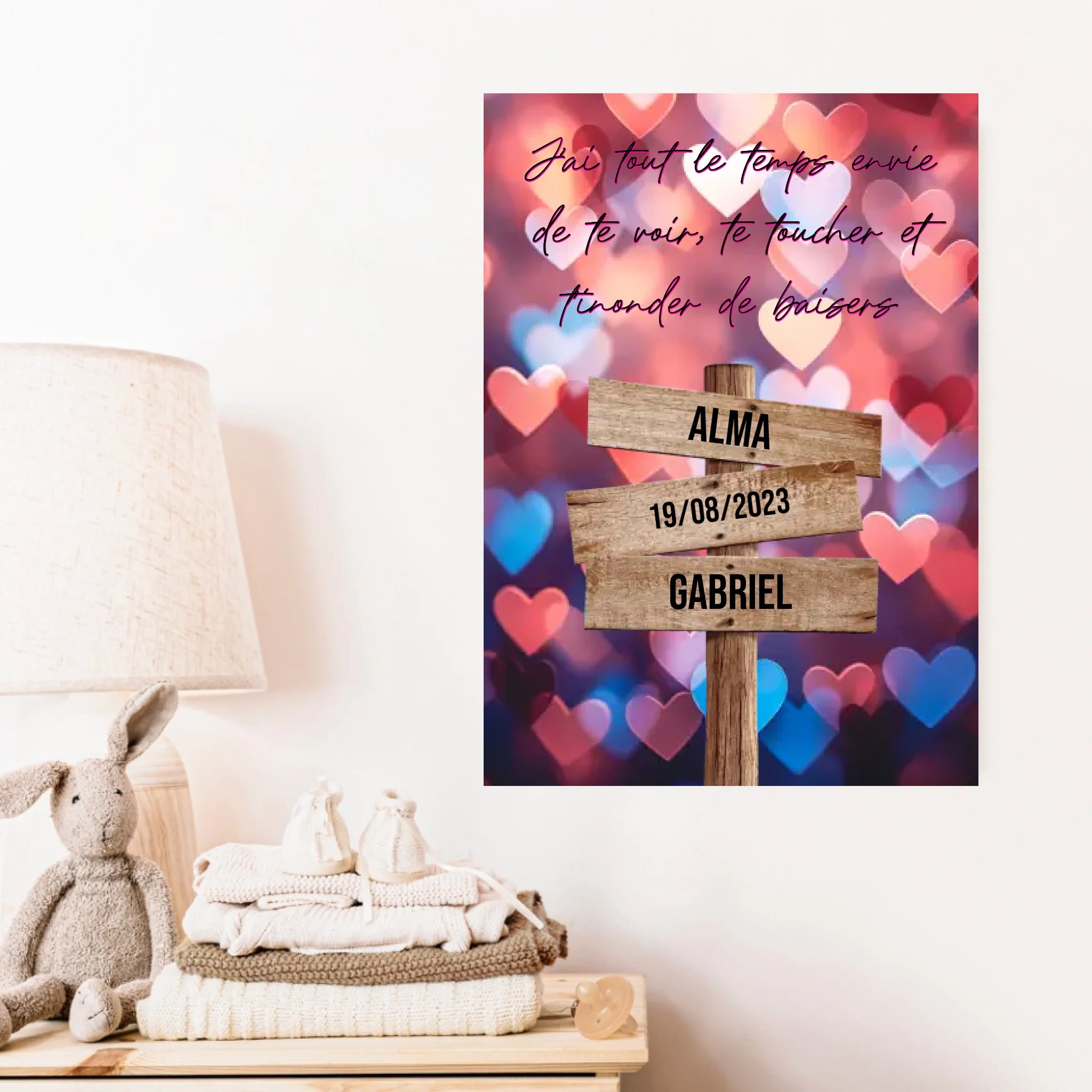 Tableau Prénom Personnalisé Couple Coeur