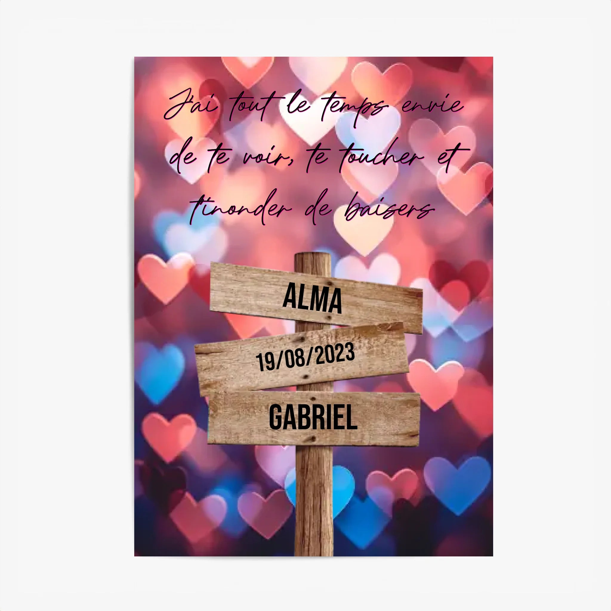 Tableau Prénom Personnalisé Couple Coeur