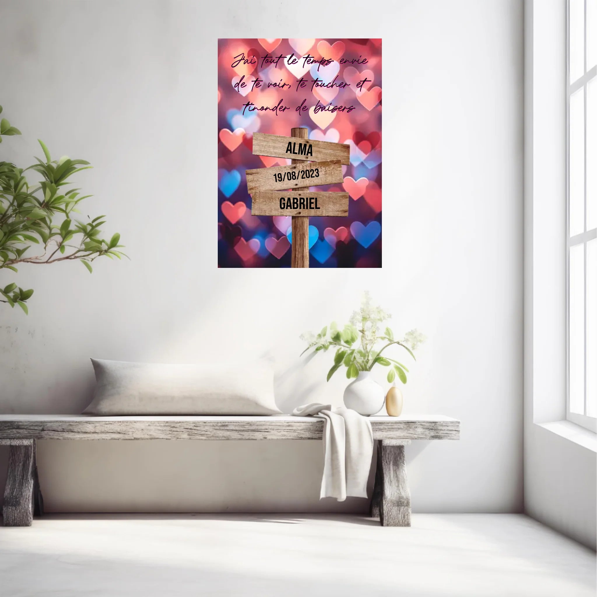 Tableau Prénom Personnalisé Couple Coeur