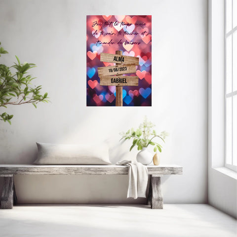 Tableau Prénom Personnalisé Couple Coeur