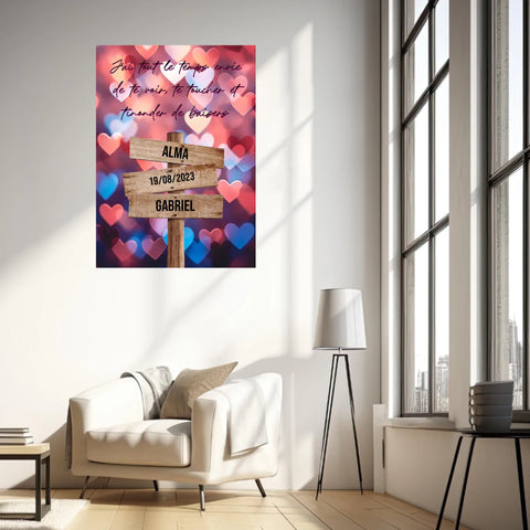 Tableau Prénom Personnalisé Couple Coeur