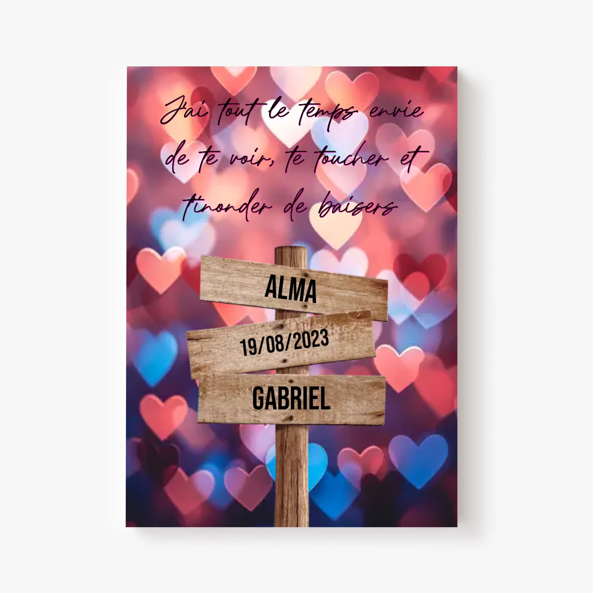 Tableau Prénom Personnalisé Couple Coeur