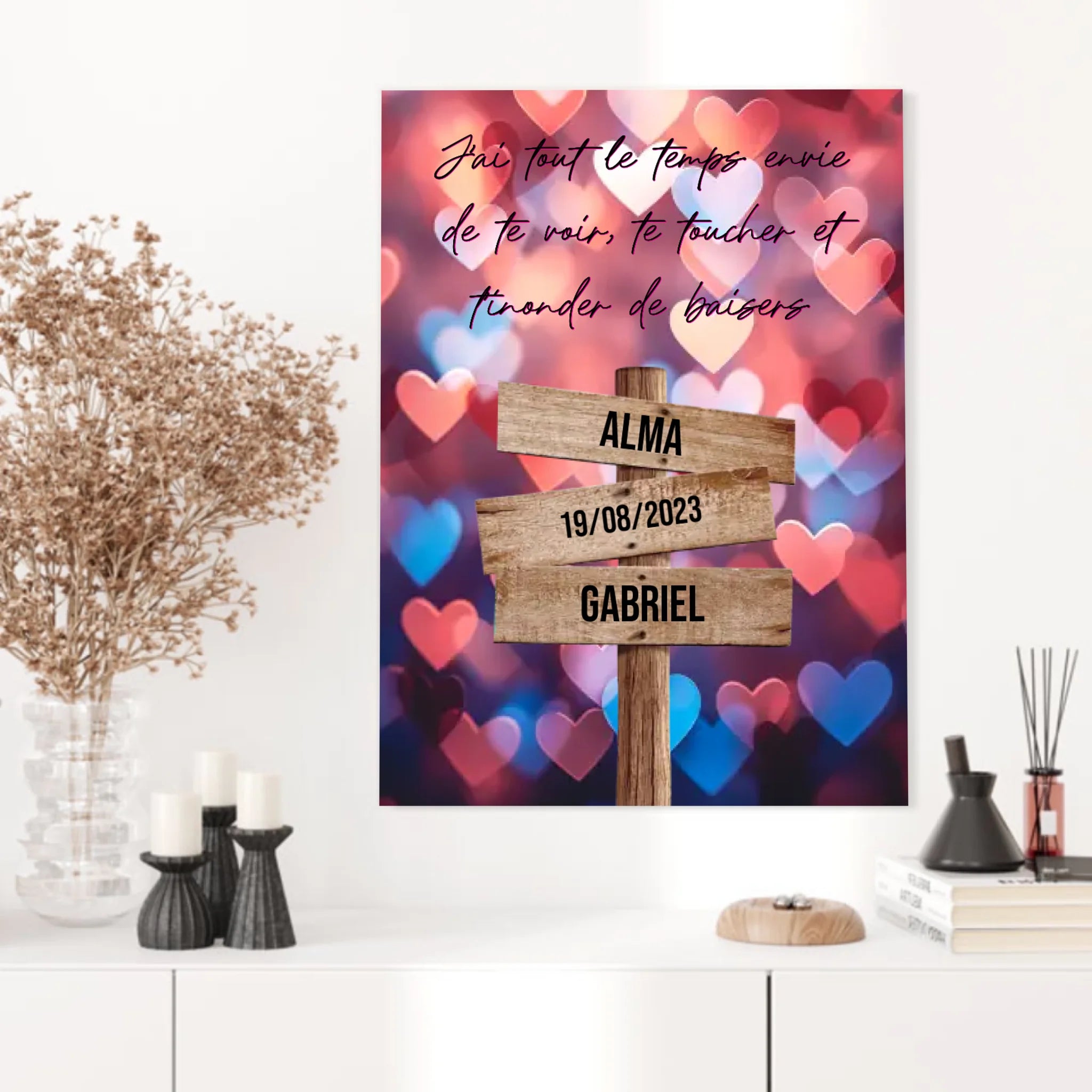 Tableau Prénom Personnalisé Couple Coeur