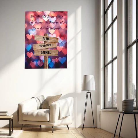 Tableau Prénom Personnalisé Couple Coeur
