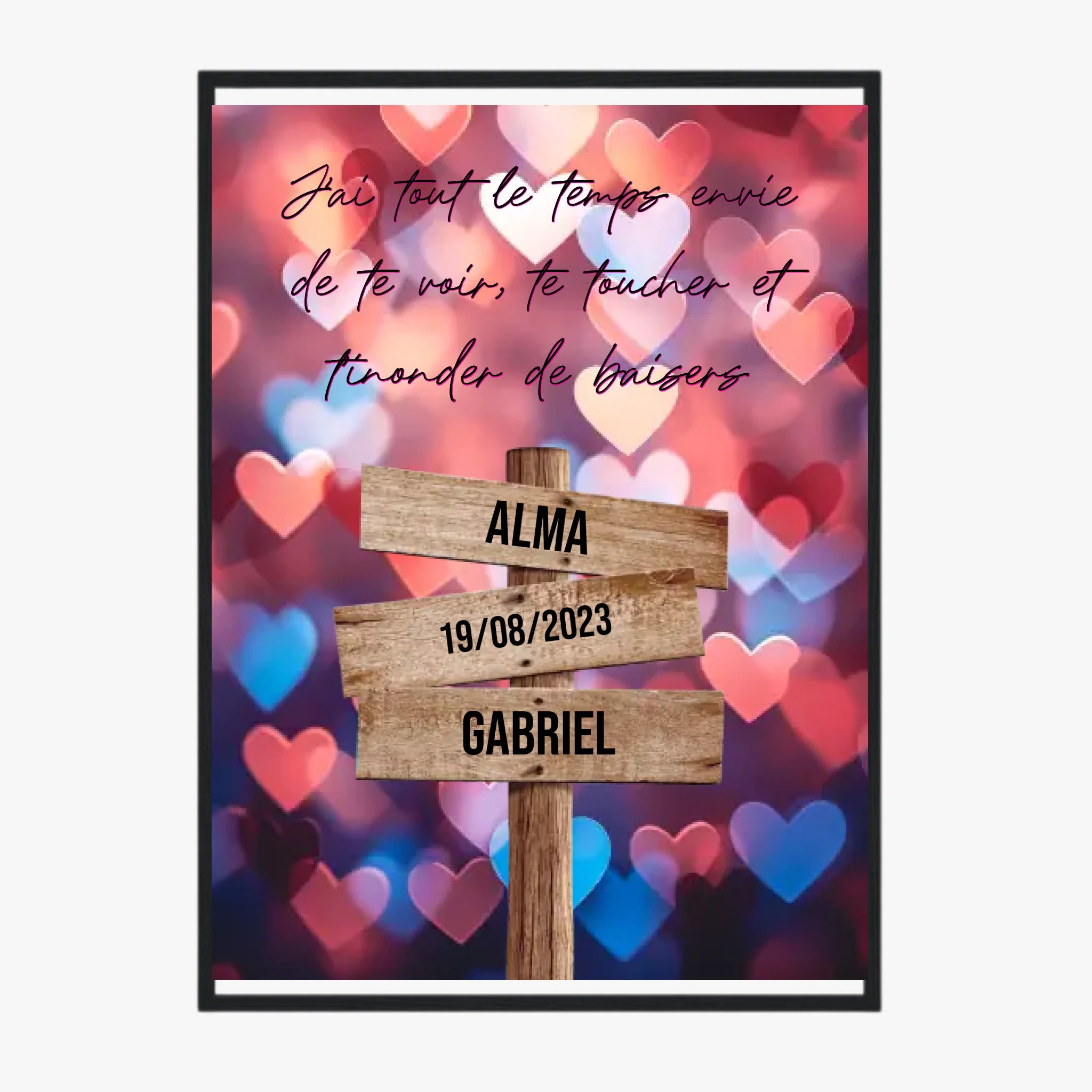Tableau Prénom Personnalisé Couple Coeur