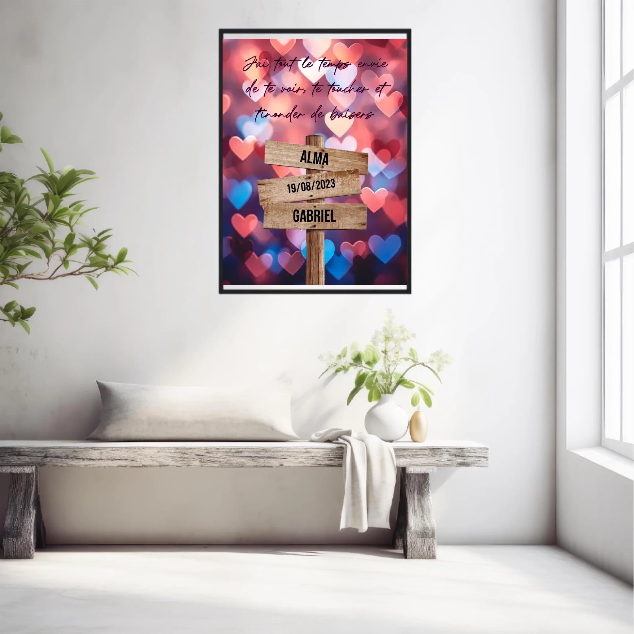 Tableau Prénom Personnalisé Couple Coeur