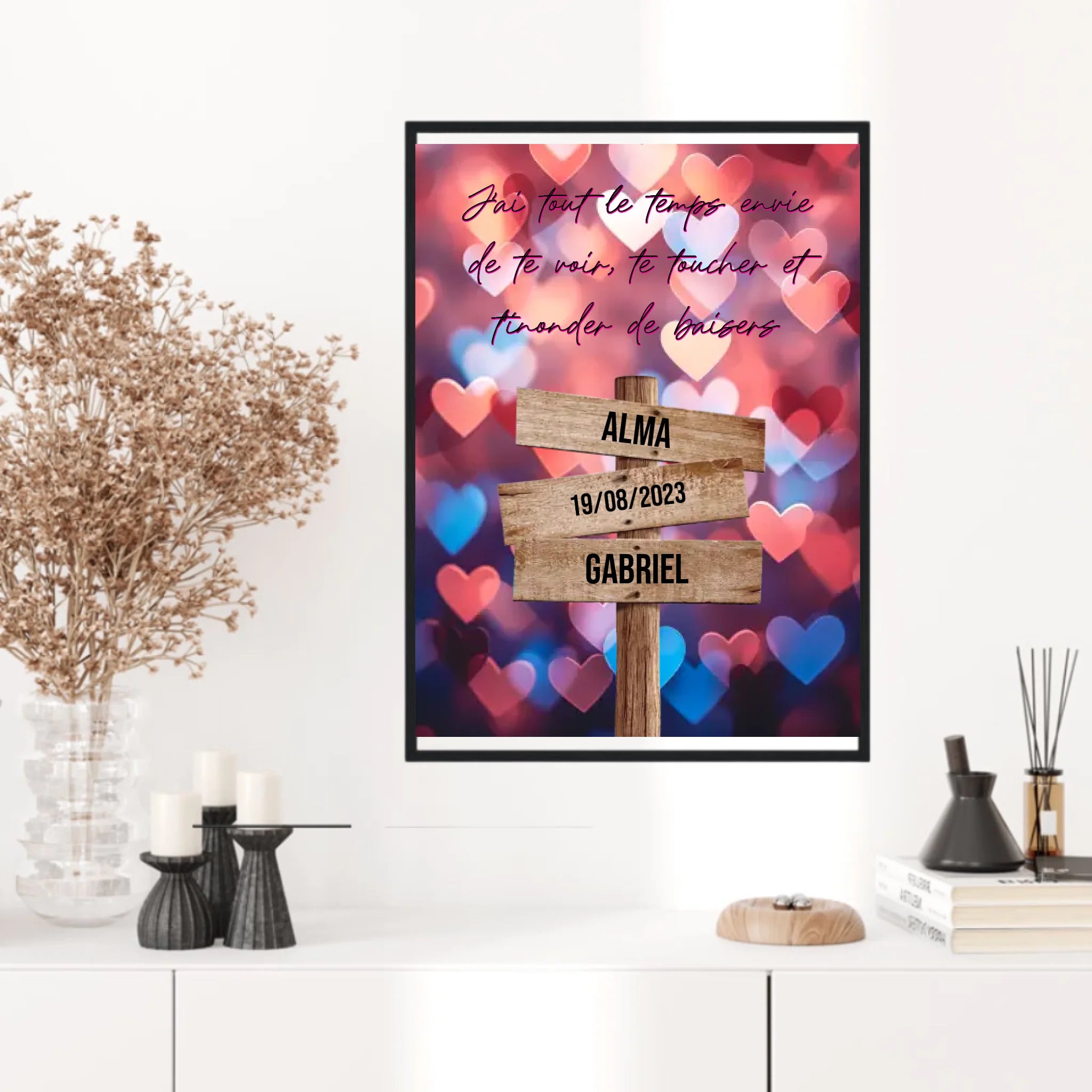 Tableau Prénom Personnalisé Couple Coeur