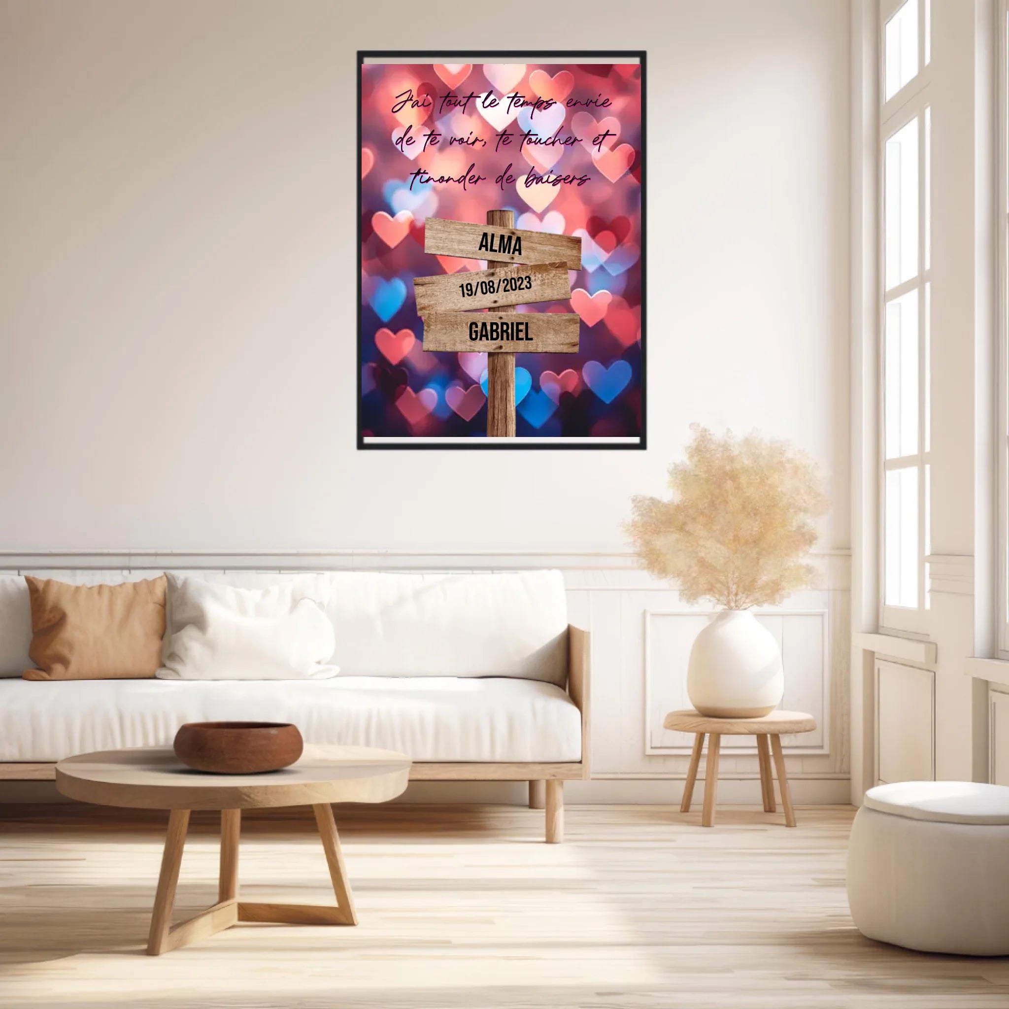 Tableau Prénom Personnalisé Couple Coeur