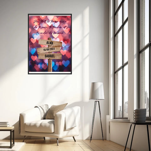 Tableau Prénom Personnalisé Couple Coeur