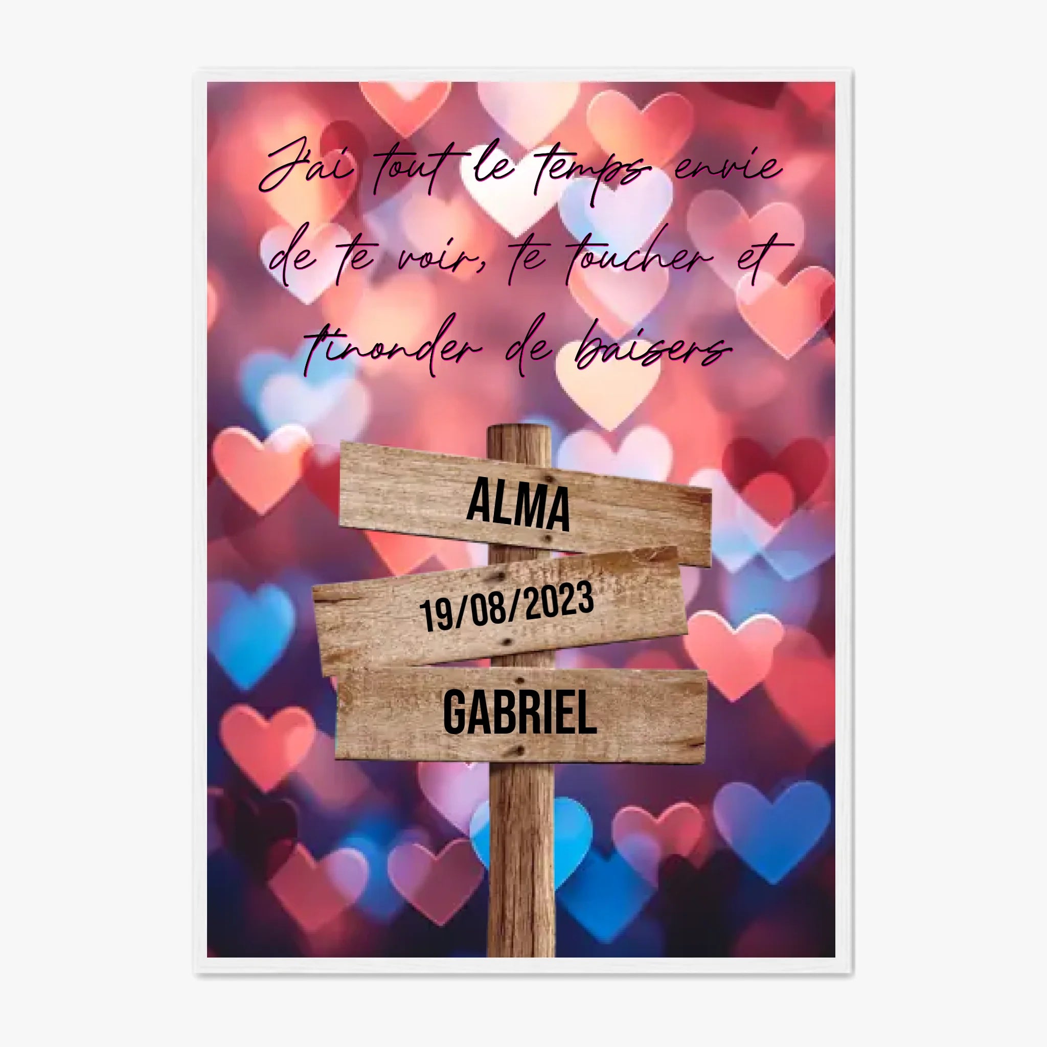 Tableau Prénom Personnalisé Couple Coeur