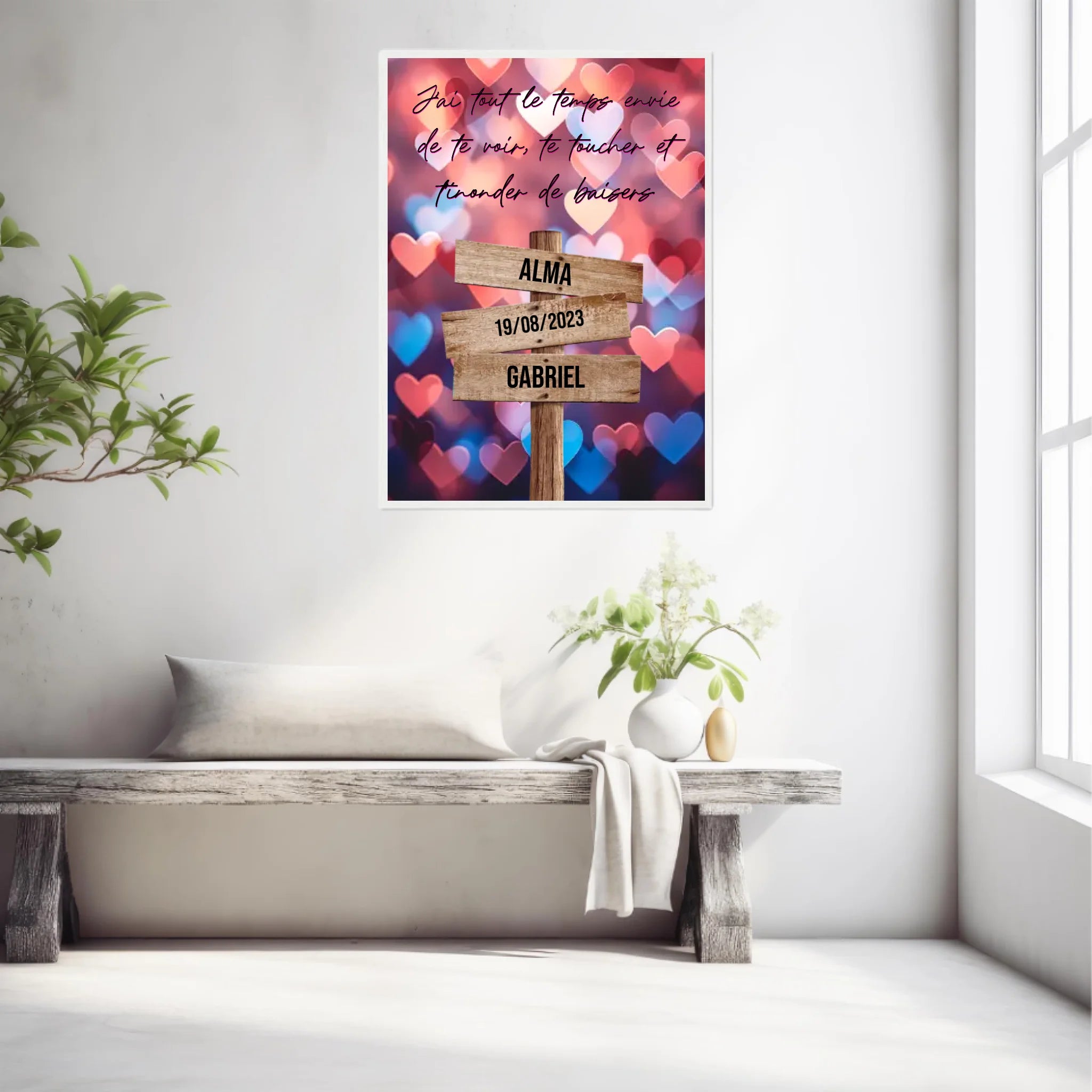 Tableau Prénom Personnalisé Couple Coeur