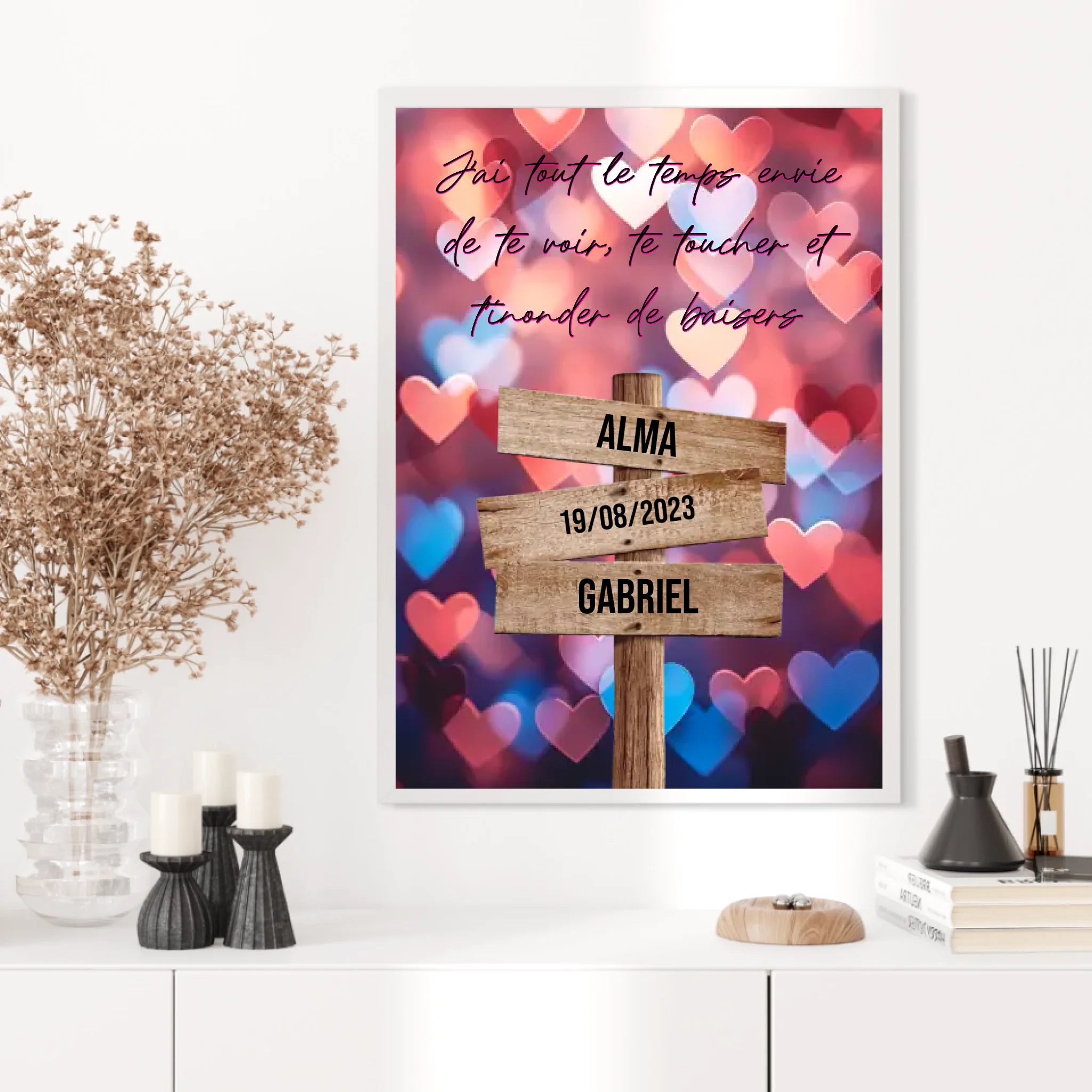 Tableau Prénom Personnalisé Couple Coeur