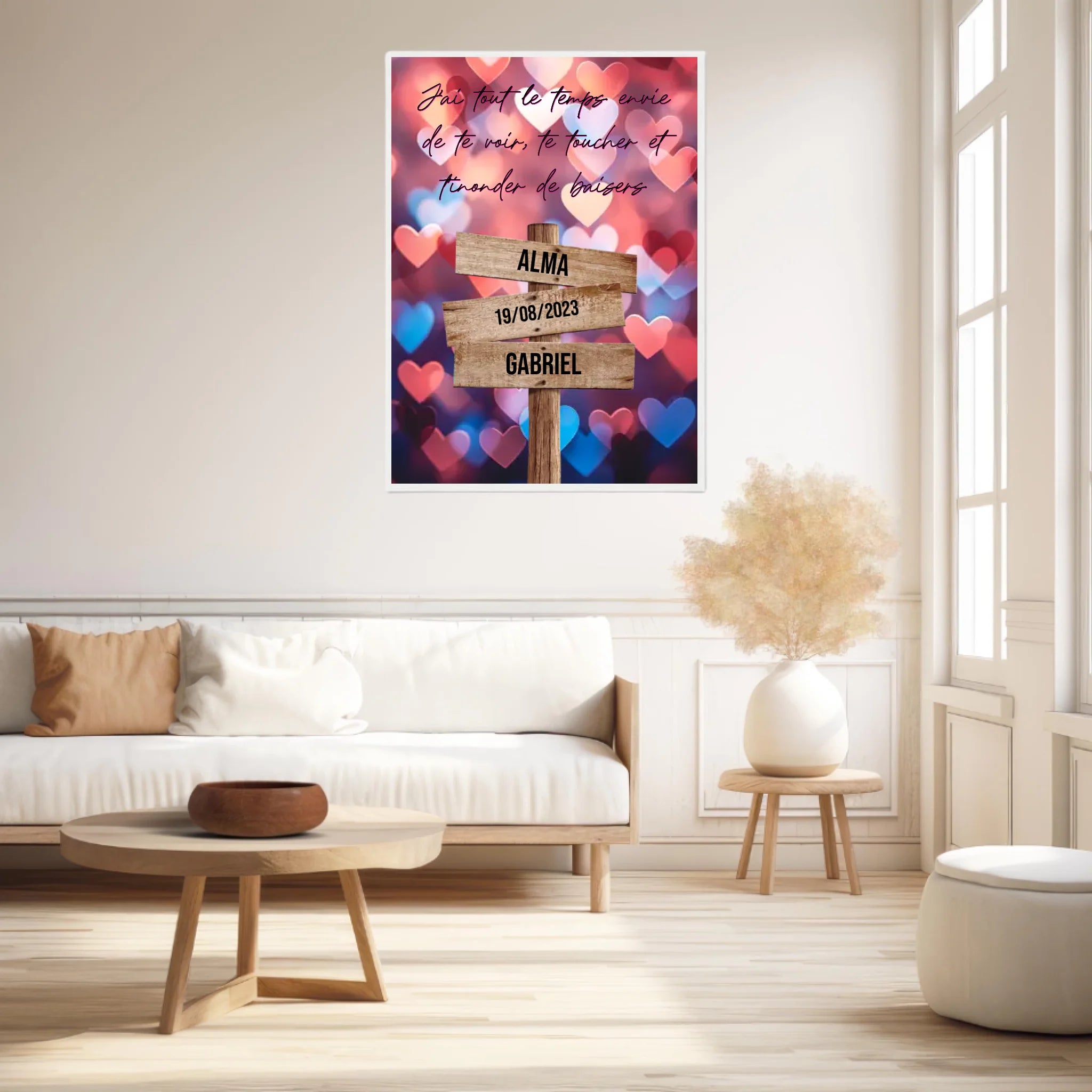 Tableau Prénom Personnalisé Couple Coeur