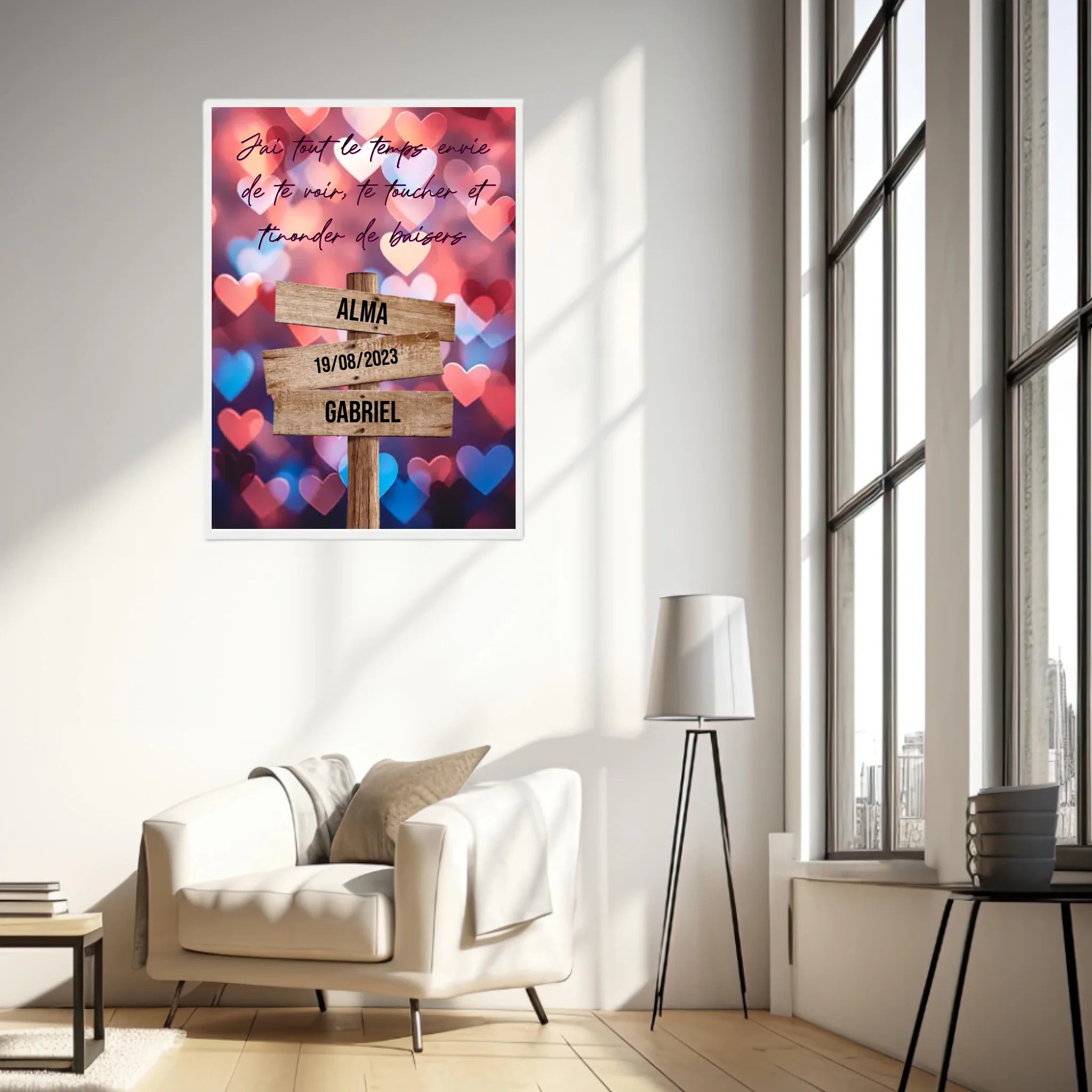 Tableau Prénom Personnalisé Couple Coeur