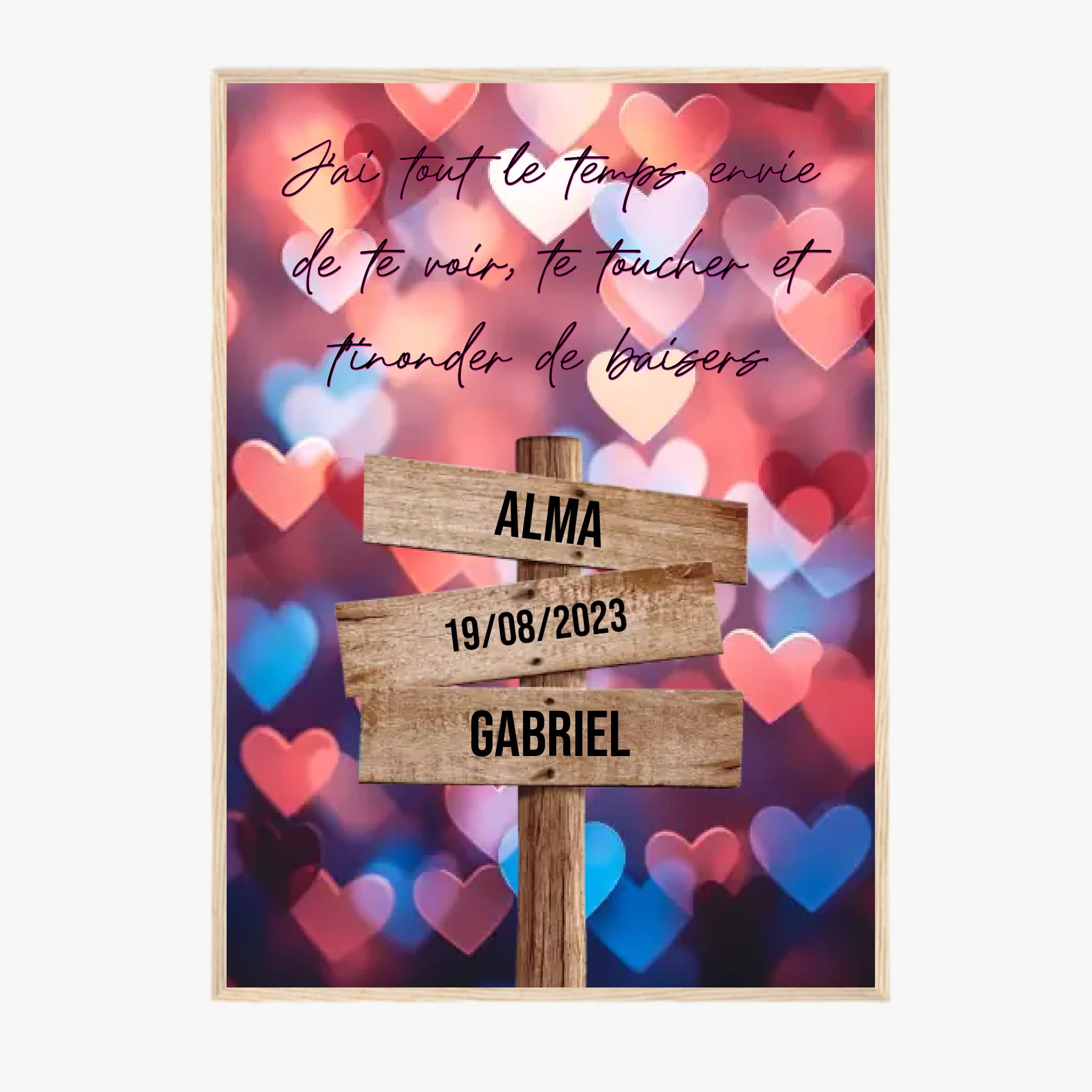 Tableau Prénom Personnalisé Couple Coeur