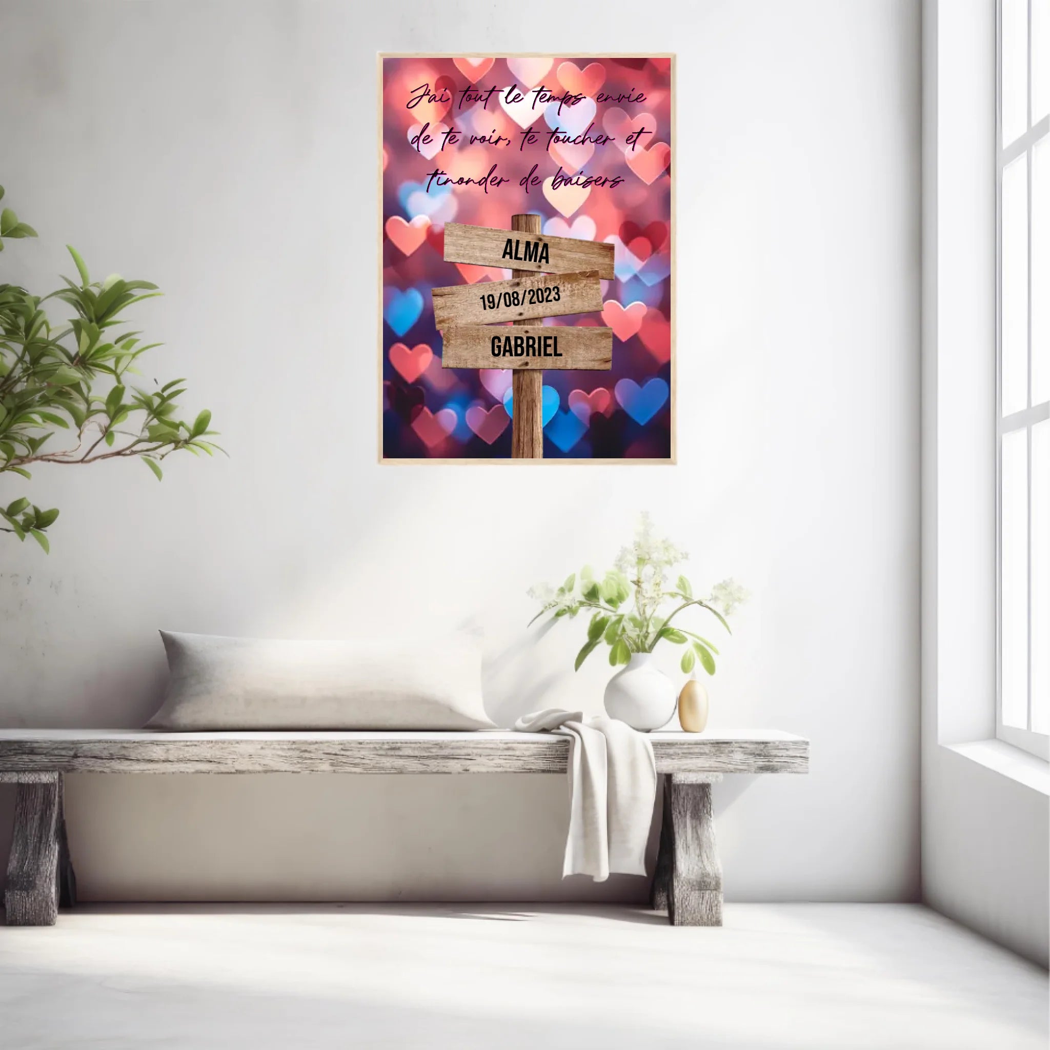 Tableau Prénom Personnalisé Couple Coeur