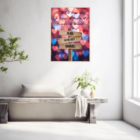 Tableau Prénom Personnalisé Couple Coeur
