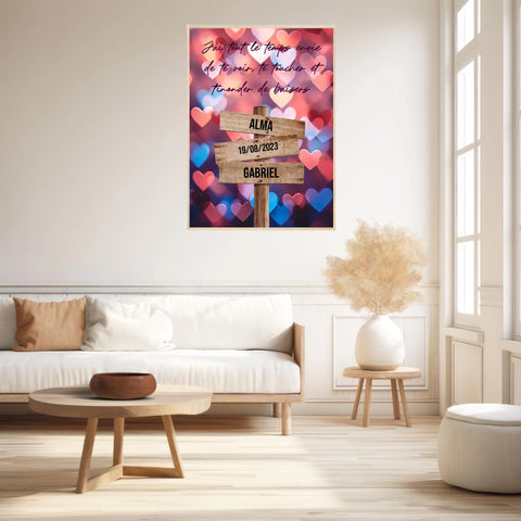 Tableau Prénom Personnalisé Couple Coeur