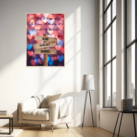 Tableau Prénom Personnalisé Couple Coeur