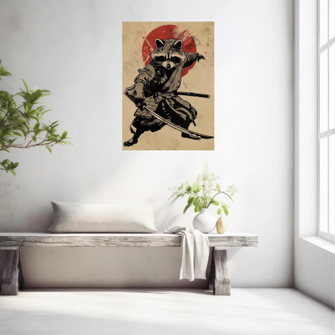 Tableau Animaux Raton Laveur Ninja