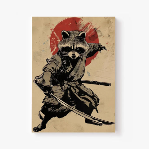 Tableau Animaux Raton Laveur Ninja