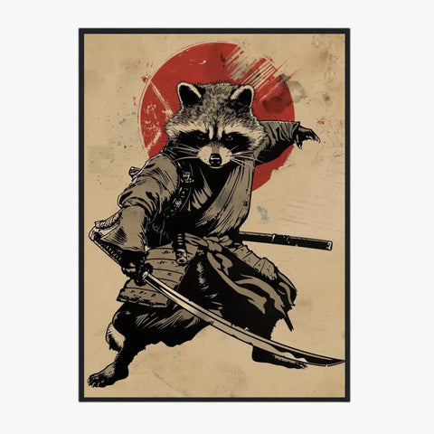 Tableau Animaux Raton Laveur Ninja
