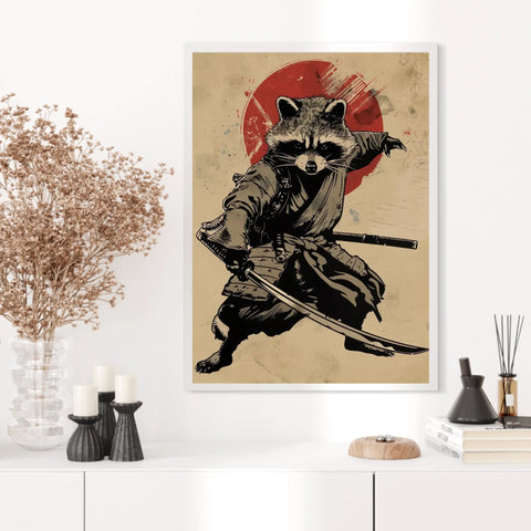 Tableau Animaux Raton Laveur Ninja
