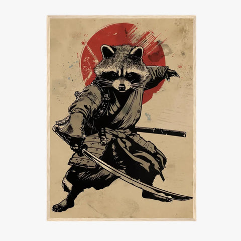 Tableau Animaux Raton Laveur Ninja