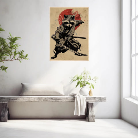Tableau Animaux Raton Laveur Ninja