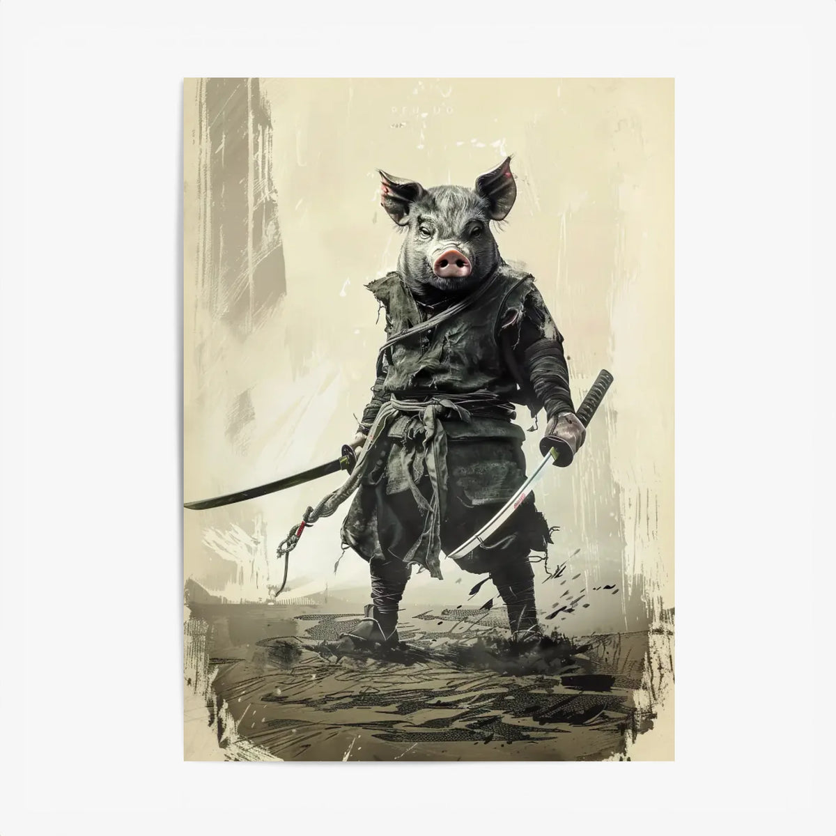 Tableau Animaux Cochon Ninja