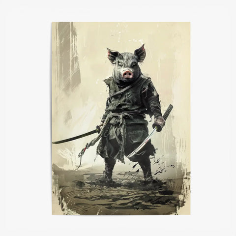 Tableau Animaux Cochon Ninja